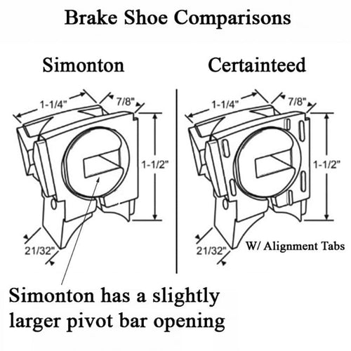 Simonton Pivot Lock brake Shoe - White Plastic - Simonton Pivot Lock brake Shoe - White Plastic