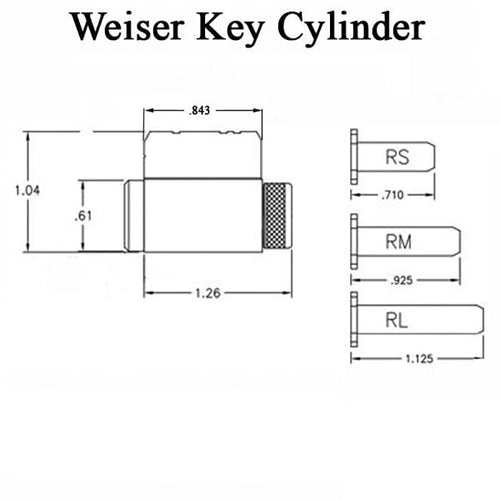 Weiser Keyed Lock Cylinder 1-1/16 inch x 2-1/8 - Keyed Alike - Weiser Keyed Lock Cylinder 1-1/16 inch x 2-1/8 - Keyed Alike