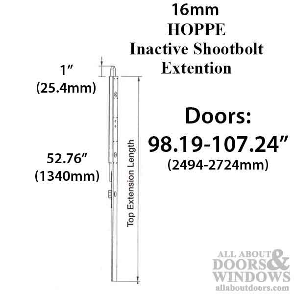 16mm Inactive Top Extension, 25mm Shootbolt Throw, 52.76