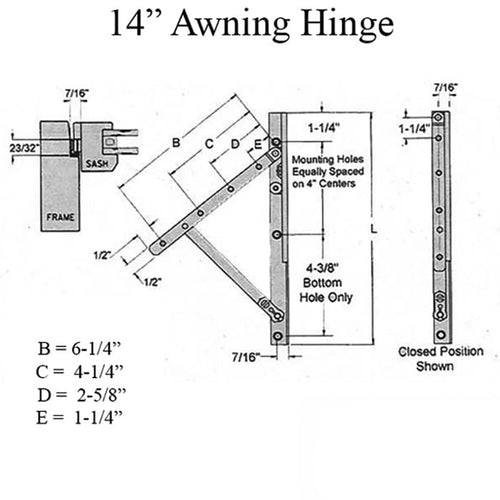 Truth 13.14 Awning Window Hinge and Track, Pairs 14