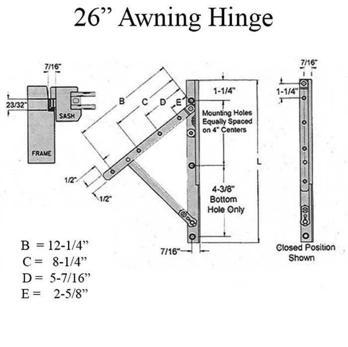Truth 13.17 Awning Window Hinge and Track, Pairs 26