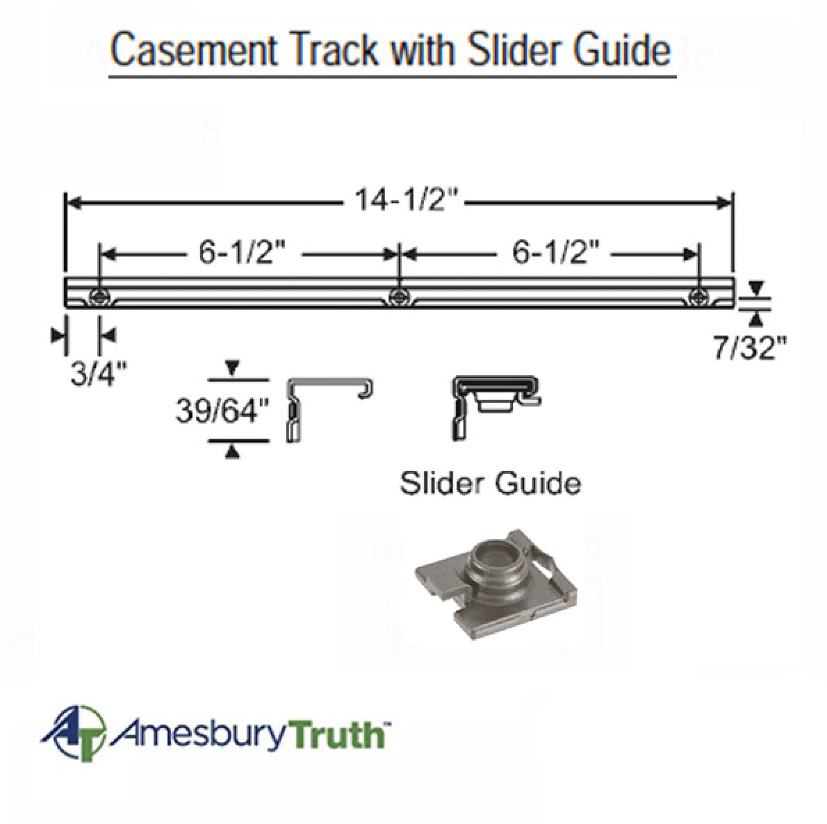 Truth 11576.00.0520 Maxim Encore Casement Track and Slider Guide - Stainless Steel - Truth 11576.00.0520 Maxim Encore Casement Track and Slider Guide - Stainless Steel