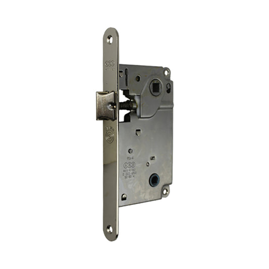 AGB Centro Mortise Lock, 50mm Backset, 18mm Radius Faceplate, Bathroom Function