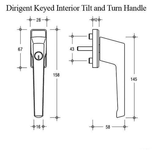 G-U Dirigent Keyed Handle for Tilt & Turn - Choose Color - G-U Dirigent Keyed Handle for Tilt & Turn - Choose Color