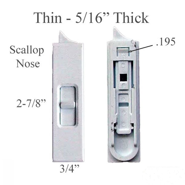 Tilt Latch, Slide in Plastic, 5/16 Thin, Pairs - white - Tilt Latch, Slide in Plastic, 5/16 Thin, Pairs - white