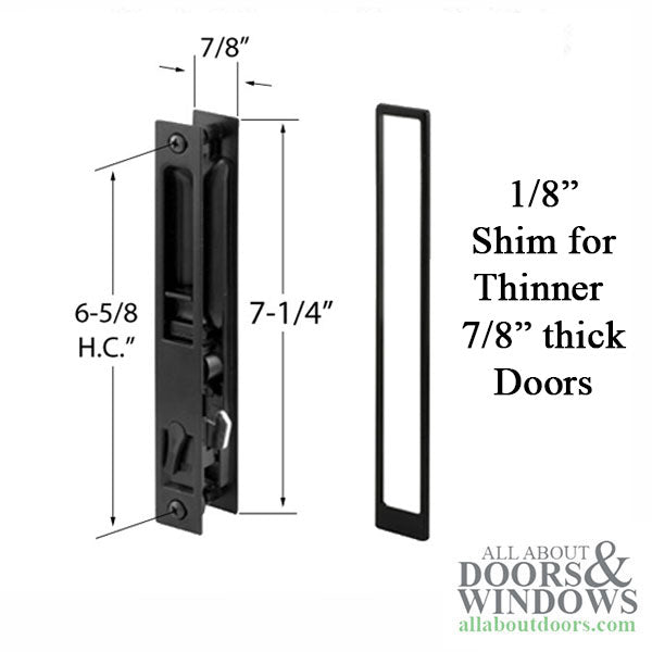 Handle Set For Sliding Patio Door Flush Mount Type with No Handle 6-5/8 Inch Screw Hole Center - Handle Set For Sliding Patio Door Flush Mount Type with No Handle 6-5/8 Inch Screw Hole Center