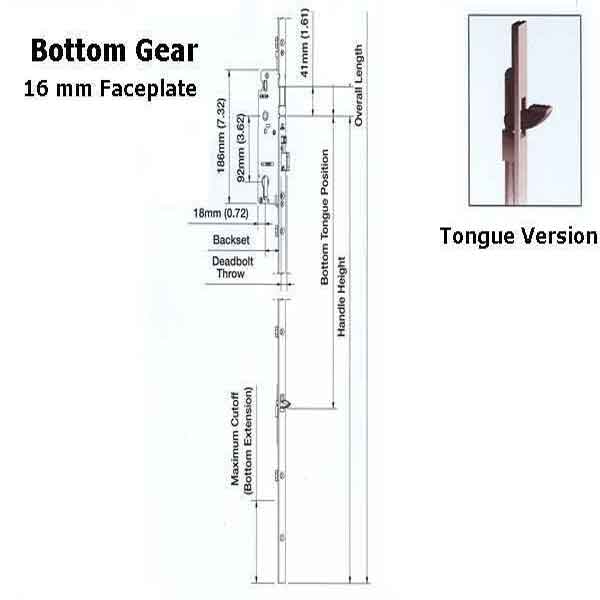 16mm Auto Tongue Gear, 45/92, Tongue @ 26.42