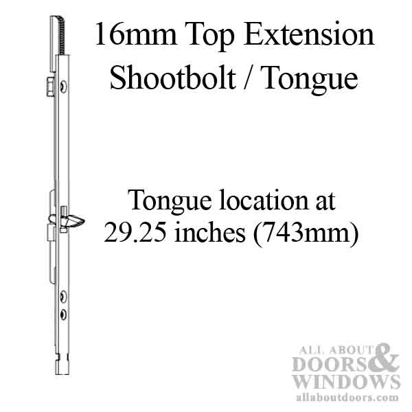 16mm Top Extension Shootbolt-Tongue @ 29.25