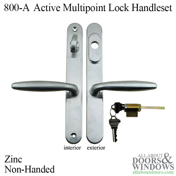 Active Handle Set 800A Series Multi-Point Lock Trim, Non-Handed, Zinc - Choose Color - Active Handle Set 800A Series Multi-Point Lock Trim, Non-Handed, Zinc - Choose Color