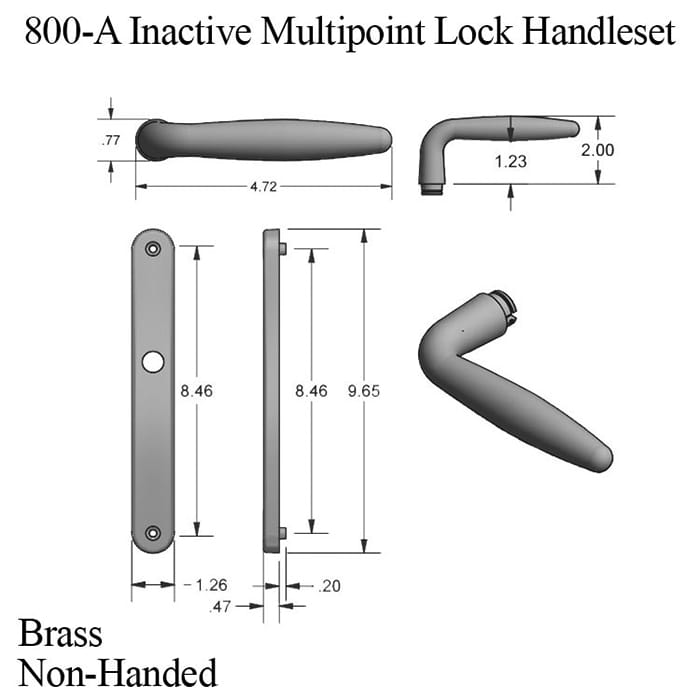 Inactive Handle Set 800A Series Non-Handed Brass Choose Color - Inactive Handle Set 800A Series Non-Handed Brass Choose Color