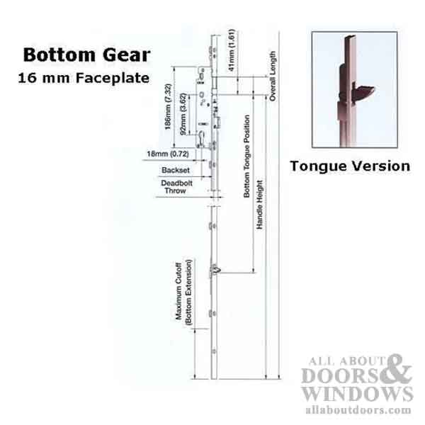 16mm Auto Tongue Gear, 45/92, Tongue @ 29.65