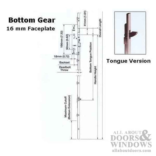16mm Auto Tongue Gear, 45/92, Tongue @ 29.65