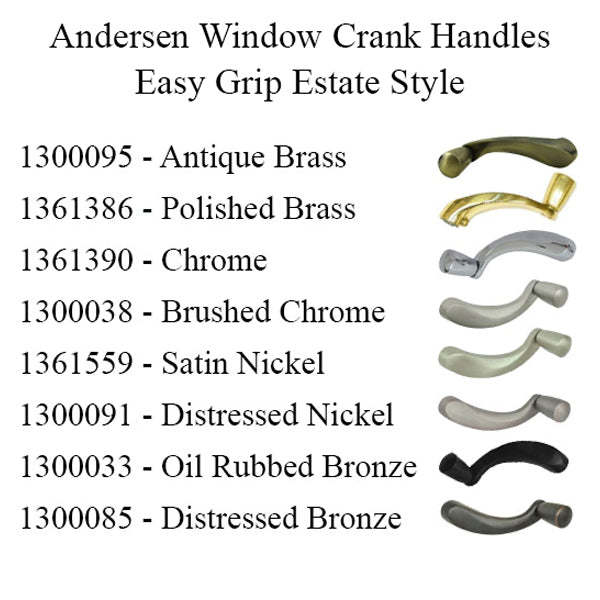 Andersen Perma-Shield Casement Window Crank/Handle - Easy Grip - Estate Style - Brushed/Satin Nickel - Andersen Perma-Shield Casement Window Crank/Handle - Easy Grip - Estate Style - Brushed/Satin Nickel