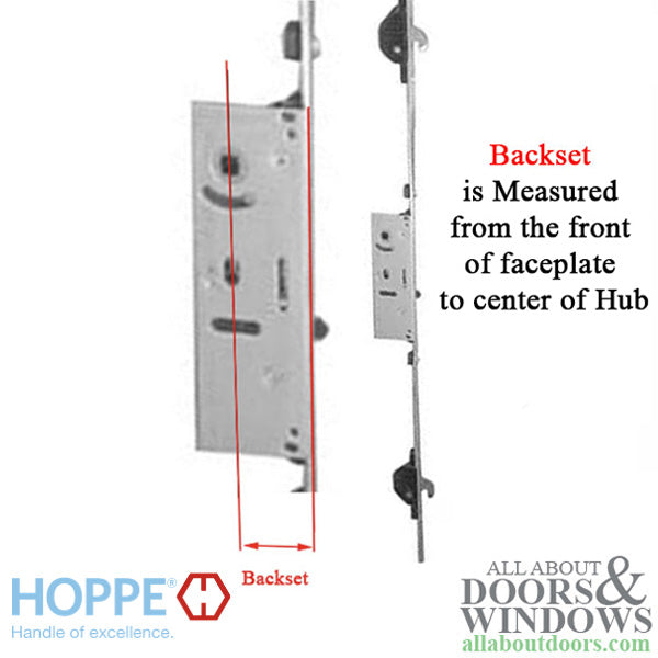 Hoppe Multipoint Lock - 2 Hooks, 30mm Sliding Door Lock, 16mm Face - Hoppe Multipoint Lock - 2 Hooks, 30mm Sliding Door Lock, 16mm Face