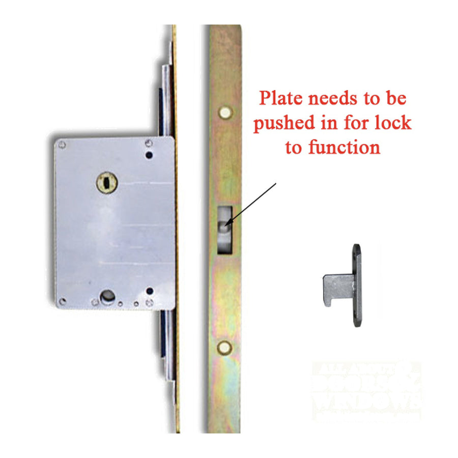 Sentinel Multipoint Sliding Door Lock 3 hooks 35mm Narrow Style Stainless Steel - Sentinel Multipoint Sliding Door Lock 3 hooks 35mm Narrow Style Stainless Steel
