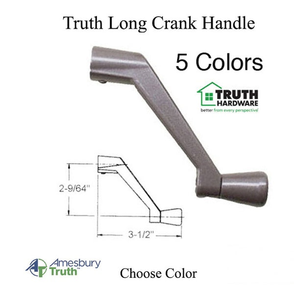 Amesbury Truth Long Length Crank Handle For Casement and Awning Windows 11/32 Inch Spline - Amesbury Truth Long Length Crank Handle For Casement and Awning Windows 11/32 Inch Spline