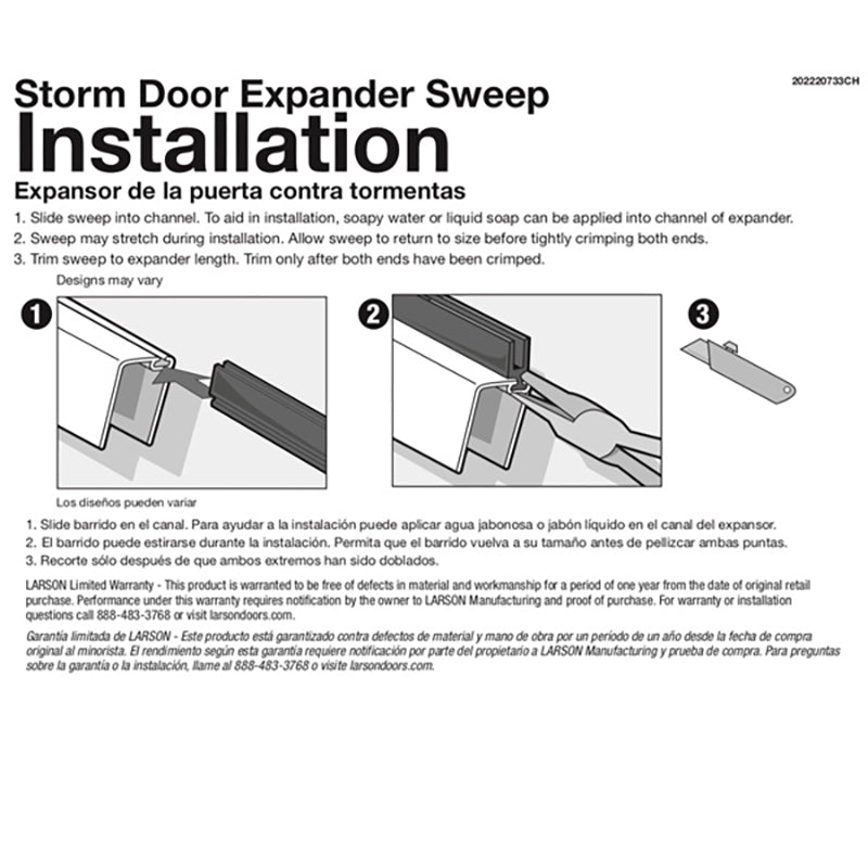 Larson Storm Door Double Sweep Expander Pack of 2 - Larson Storm Door Double Sweep Expander Pack of 2