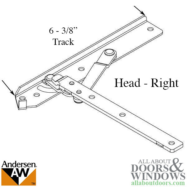 Andersen Enhanced Casement Straight Arm Head Hinge, Right Handed, 22 Inch - Andersen Enhanced Casement Straight Arm Head Hinge, Right Handed, 22 Inch