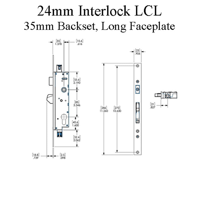 Interlock Lever Compression Lock, 35/85 Long/Extended Faceplate - Interlock Lever Compression Lock, 35/85 Long/Extended Faceplate