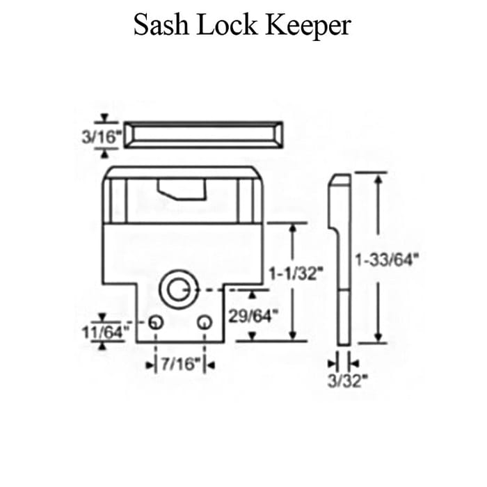 Sash Lock Keeper, 7/16 Inch Hole Center - Blue White - Sash Lock Keeper, 7/16 Inch Hole Center - Blue White