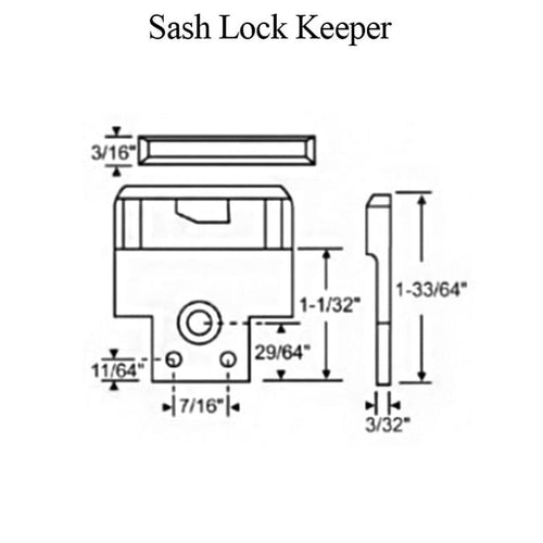 Sash Lock Keeper, 7/16 Inch Hole Center - Blue White - Sash Lock Keeper, 7/16 Inch Hole Center - Blue White