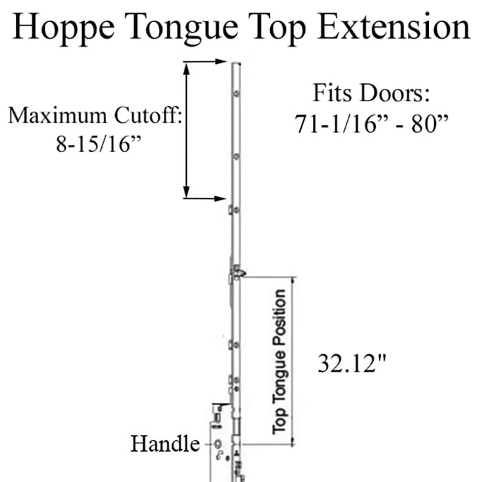 Hoppe 16mm Manual Top Extension, Tongue at 32.12