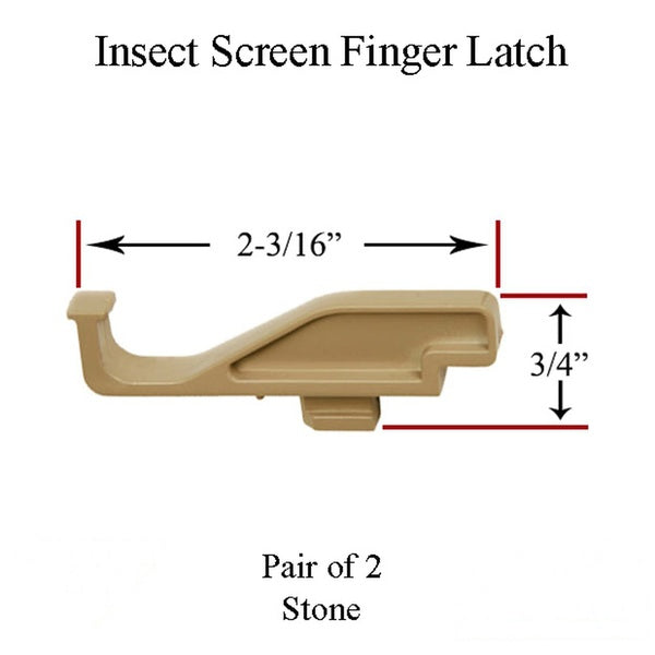 Andersen 200 Series Tilt-Wash Insect Screen Finger Latch - Stone - Andersen 200 Series Tilt-Wash Insect Screen Finger Latch - Stone