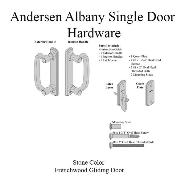 Andersen Frenchwood Gliding Door Trim Hardware, Albany, 2 Panel Interior and Exterior  - Stone - Andersen Frenchwood Gliding Door Trim Hardware, Albany, 2 Panel Interior and Exterior  - Stone