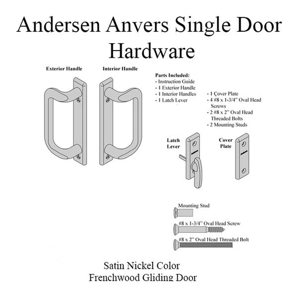 Andersen Frenchwood Gliding Door Trim Anvers 2 Panel Interior & Exterior, Brushed/Satin Nickel - Andersen Frenchwood Gliding Door Trim Anvers 2 Panel Interior & Exterior, Brushed/Satin Nickel