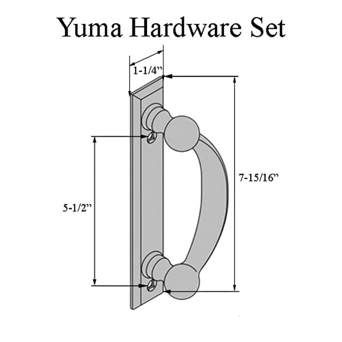 Andersen Yuma 2-Panel Gliding Door Interior/Exterior Trim Hardware - Distressed Nickel - Andersen Yuma 2-Panel Gliding Door Interior/Exterior Trim Hardware - Distressed Nickel