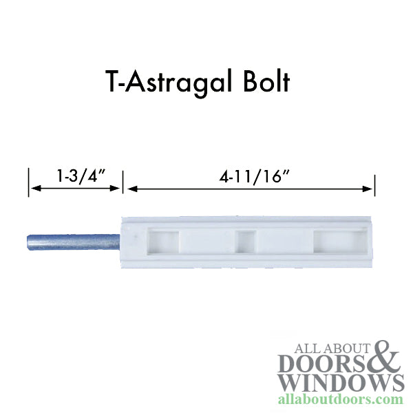 T-Astragal Flush Bolt, 1-3/4 Rod -  Plastic - T-Astragal Flush Bolt, 1-3/4 Rod -  Plastic