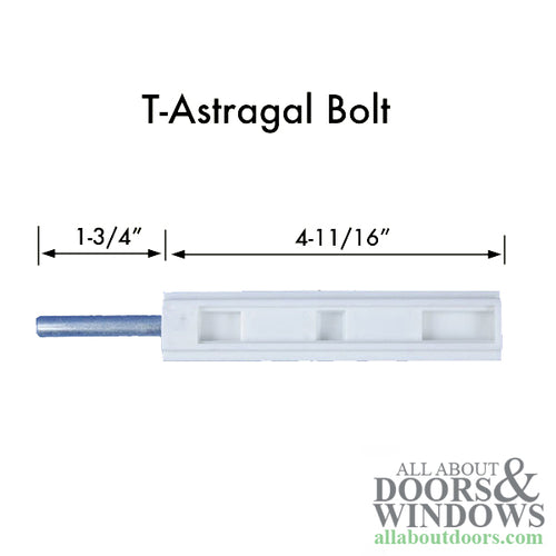T-Astragal Flush Bolt, 1-3/4 Rod -  Plastic - T-Astragal Flush Bolt, 1-3/4 Rod -  Plastic
