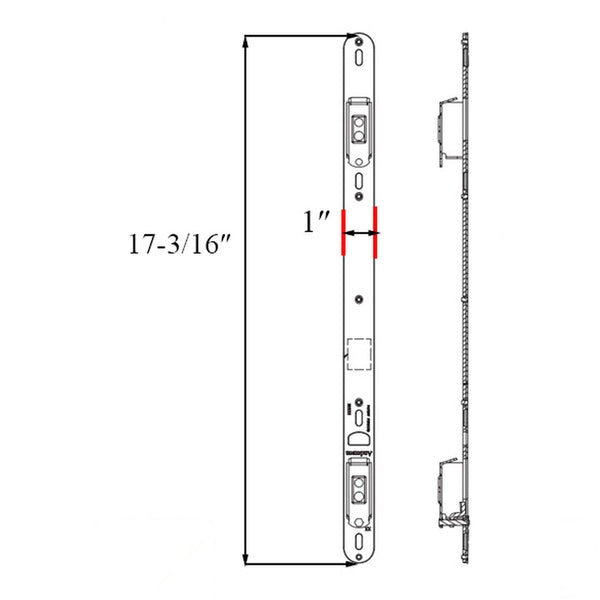 Andersen Strike Plate, Dual / Double for 2-3 panel sliding door - Andersen Strike Plate, Dual / Double for 2-3 panel sliding door