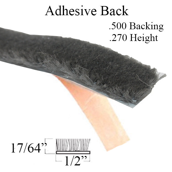 Adhesive Back Weatherstrip .500 Backing, .270 Pile Height - Adhesive Back Weatherstrip .500 Backing, .270 Pile Height