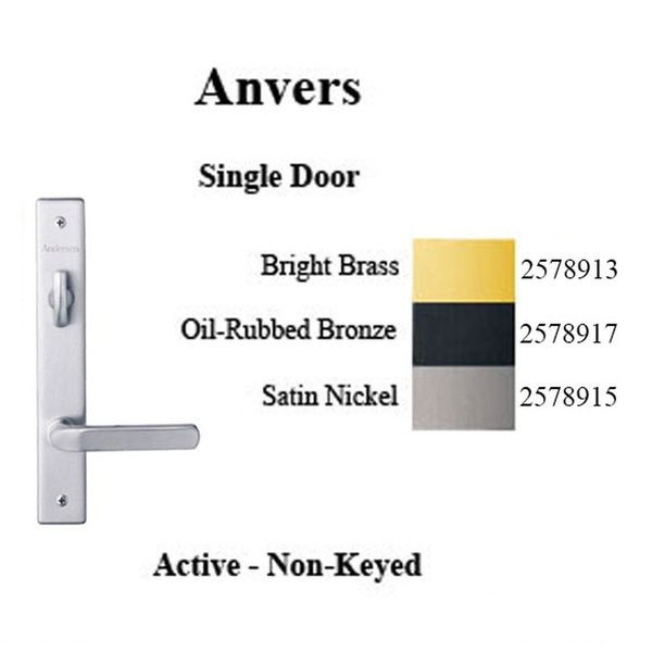 Andersen Anvers Handle Set Single Active Door Handle Hardware For Hinged Doors Satin Nickel - Andersen Anvers Handle Set Single Active Door Handle Hardware For Hinged Doors Satin Nickel