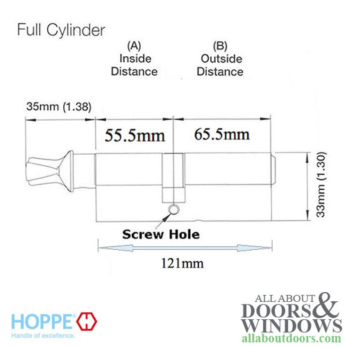 55.5/65.5 CES 121mm  Euro Profile Cylinder 360 degree - Choose Color - 55.5/65.5 CES 121mm  Euro Profile Cylinder 360 degree - Choose Color