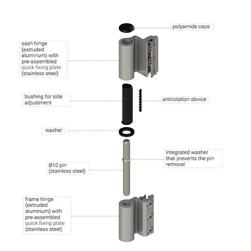 Clamp Hinge for Aluminum Terrace and Balcony Doors - Clamp Hinge for Aluminum Terrace and Balcony Doors