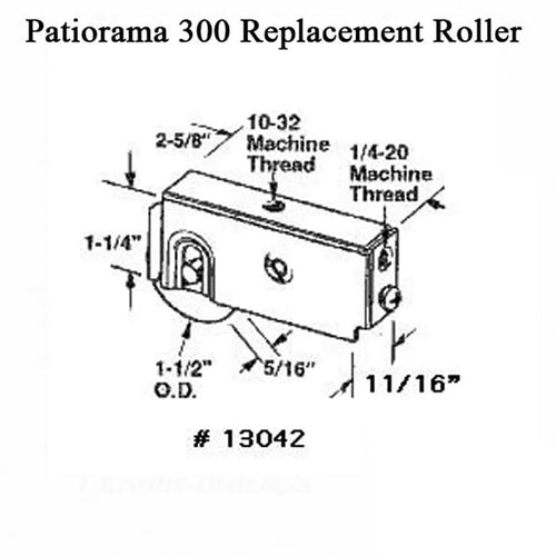 Daryl Patiorama 300 Series Sliding Door Roller Assembly 1.25 Inch Nylon Wheel Diameter - Daryl Patiorama 300 Series Sliding Door Roller Assembly 1.25 Inch Nylon Wheel Diameter