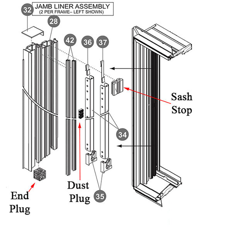 Double Hung window Jamb liner End Plug 3/4 x 3/4,  Foam - White - Double Hung window Jamb liner End Plug 3/4 x 3/4,  Foam - White