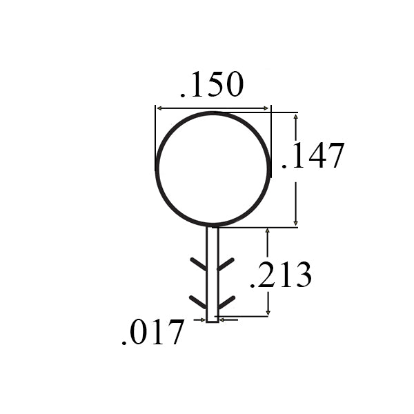Hollow Bulb Weatherstrip, .150