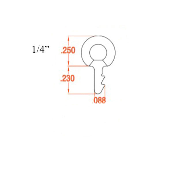 Hollow Bulb Seal, .250 diameter, Kerf Mount weatherstrip - Hollow Bulb Seal, .250 diameter, Kerf Mount weatherstrip