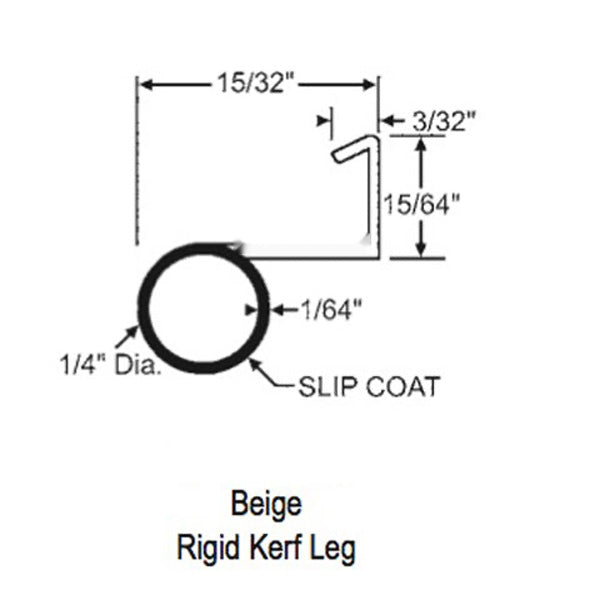 Bulb Weatherstrip, .250 Offset Leg, Casement & Double Hung Windows - Beige - Bulb Weatherstrip, .250 Offset Leg, Casement & Double Hung Windows - Beige