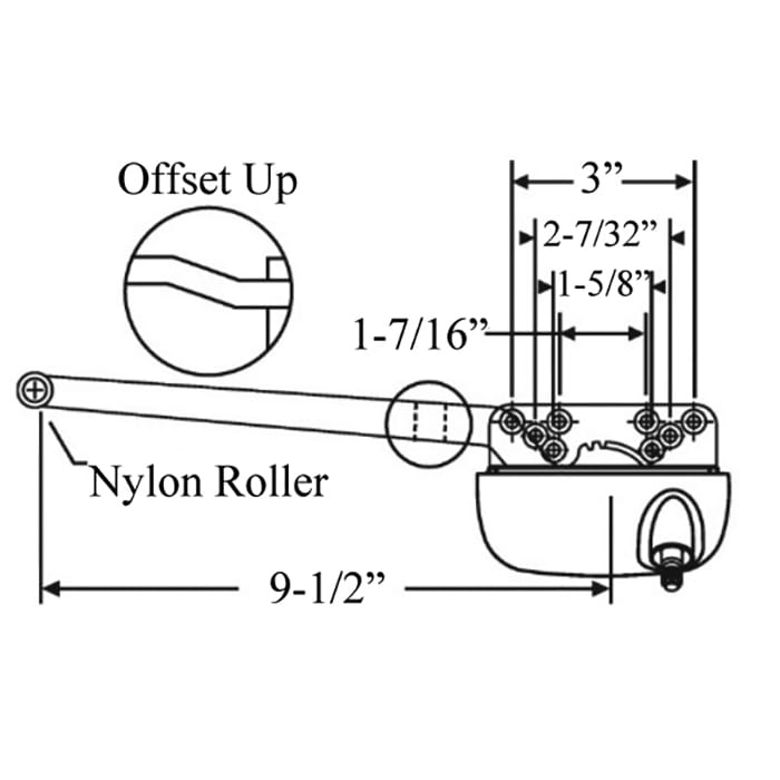 Truth Ellipse 9-1/2 Single Arm Operator, Offset Arm - White, Left Hand - Truth Ellipse 9-1/2 Single Arm Operator, Offset Arm - White, Left Hand