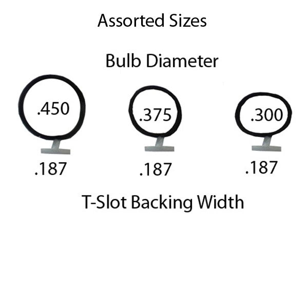 Hollow Bulb .187 T-slot Backing, .450 Bulb, Slide-in Type - Black - Hollow Bulb .187 T-slot Backing, .450 Bulb, Slide-in Type - Black