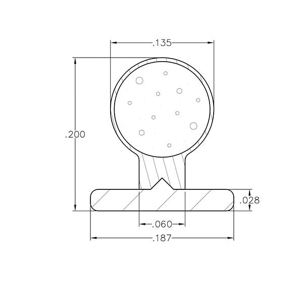 T-Slot Foam Filled Bulb .187 x .135 Diameter Bulb - T-Slot Foam Filled Bulb .187 x .135 Diameter Bulb
