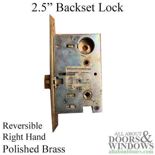 Baldwin 2.5" Backset Mortise Lock, Lever Strength - Right Hand Reversible
