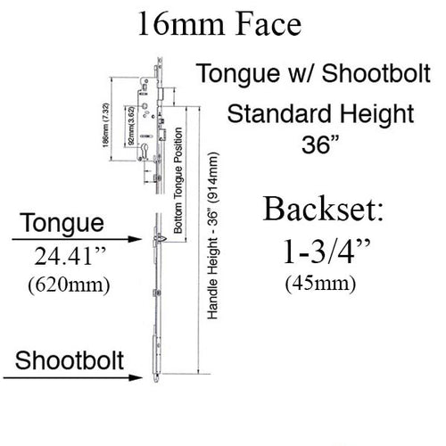 16mm Manual 45/92 Gear, Shootbolt-Tongue at 24.41