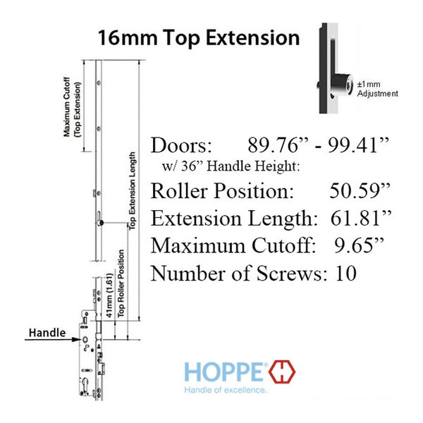 HOPPE HLS9000 16mm Manual Top Extension for Manuel Locking Roller - HOPPE HLS9000 16mm Manual Top Extension for Manuel Locking Roller