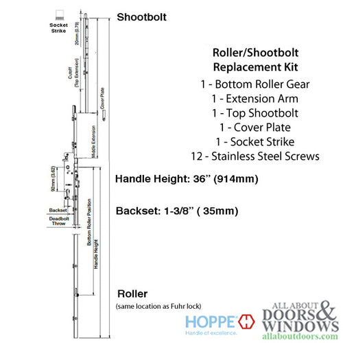 Replacement Kit for Fuhr Auto 2 Roller w/ 36 inch Handle Height - Replacement Kit for Fuhr Auto 2 Roller w/ 36 inch Handle Height
