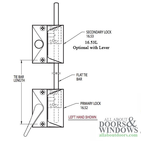 Secondary Sash Lock w/ Pin, Non-Handed- Choose Color - Secondary Sash Lock w/ Pin, Non-Handed- Choose Color